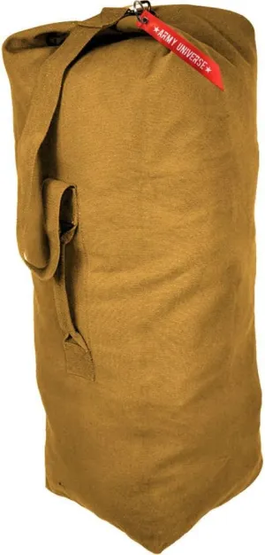 Top Load Heavyweight Cotton Canvas Tactical Military Duffle Bag Carryall Shoulder Storage Bulk Travel Bag, Coyote Brown - 13" x 13" x 33"