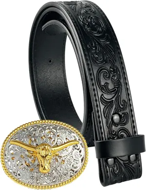 TOPACC Genuine Leather Western Belts for Womens Mens Cowboy Cowgirl Belts For Jeans Pants Rodeo Outfit