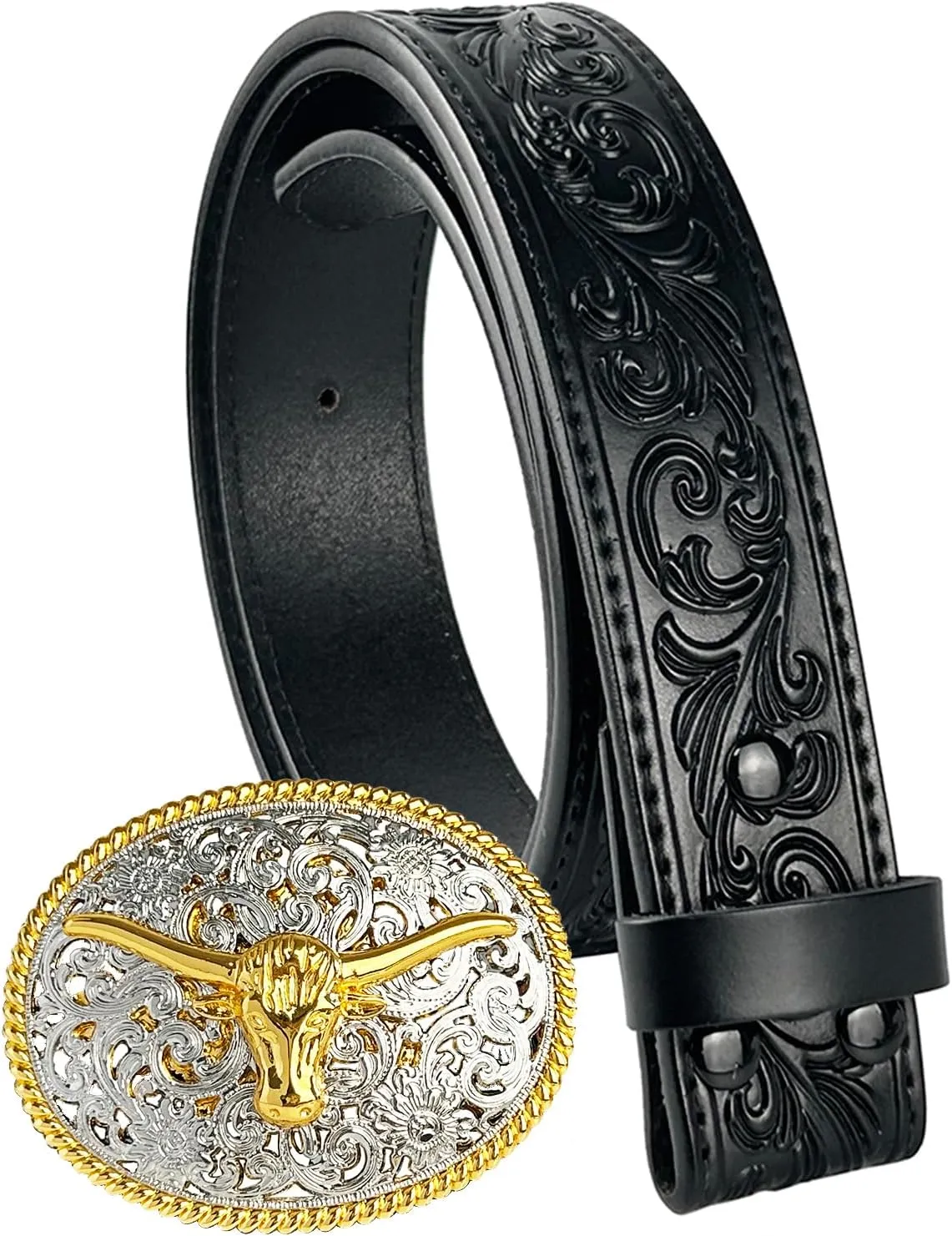 TOPACC Genuine Leather Western Belts for Womens Mens Cowboy Cowgirl Belts For Jeans Pants Rodeo Outfit