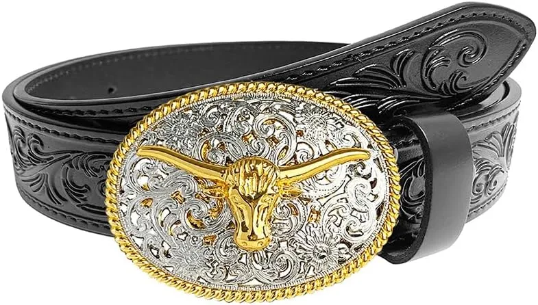 TOPACC Genuine Leather Western Belts for Womens Mens Cowboy Cowgirl Belts For Jeans Pants Rodeo Outfit
