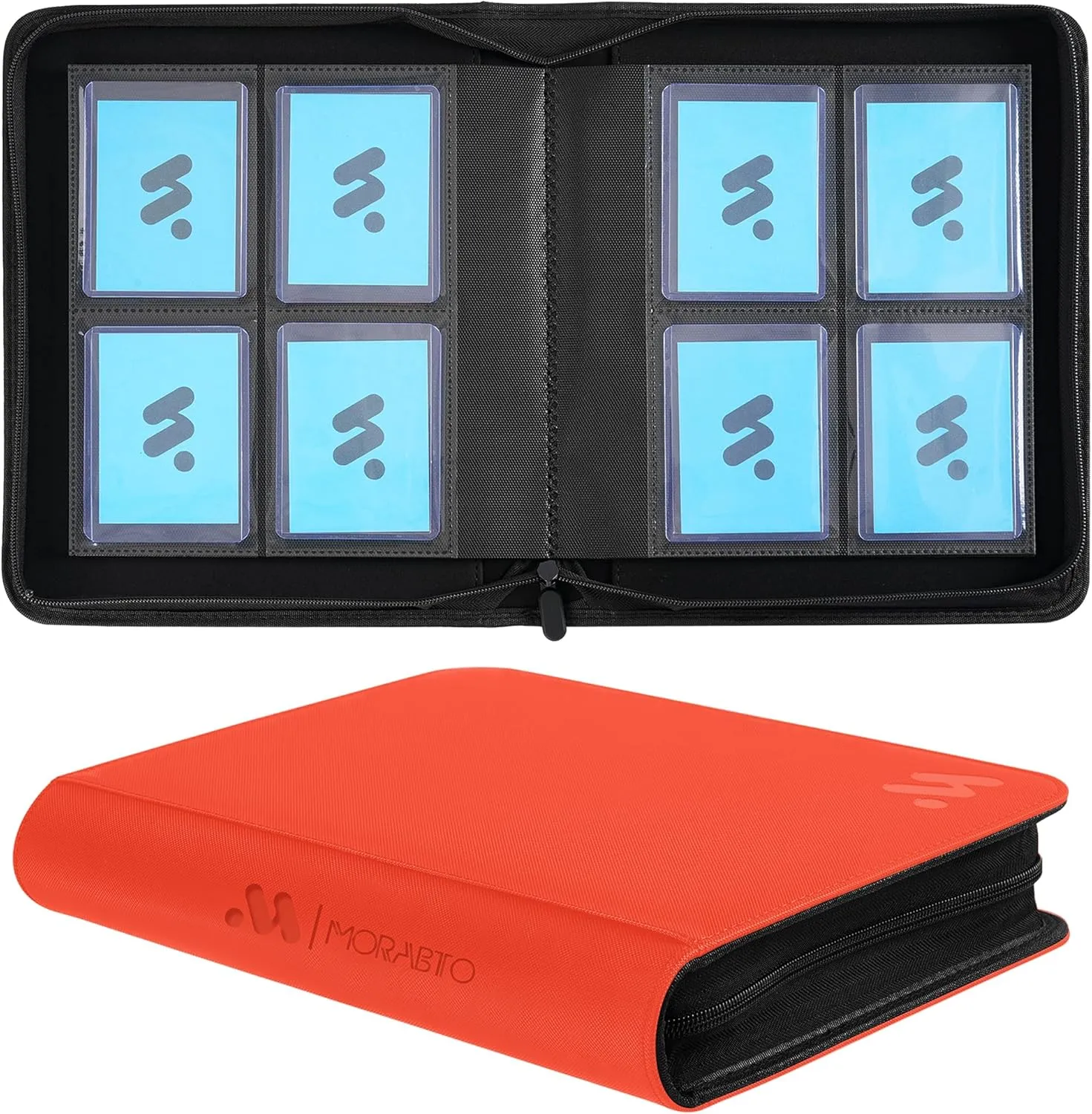Toploader Binder, Holds 128 Top Loaders,4 Pocket Top Loader Binders for 3" x 4" Rigid Cards,Card Album Folder for Hard Plastic Top Loaders