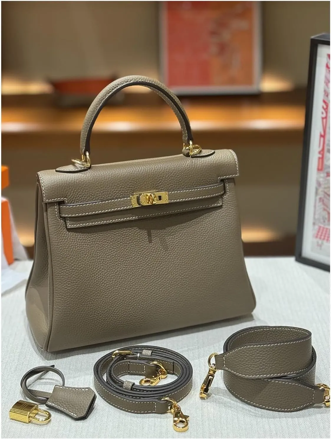 Tote Bag for Women, Genuine Leather Top Handle Handbag, Fashion Vintage Shoulder Bag, Crossbody, With 2 strap.