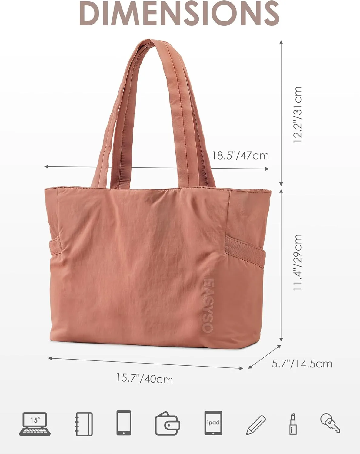 Tote Bag for Women,Puffer Travel Tote Bags with Zipper, Quilted Handbag with Compartments for Travel Work Sport,Dusty Rose