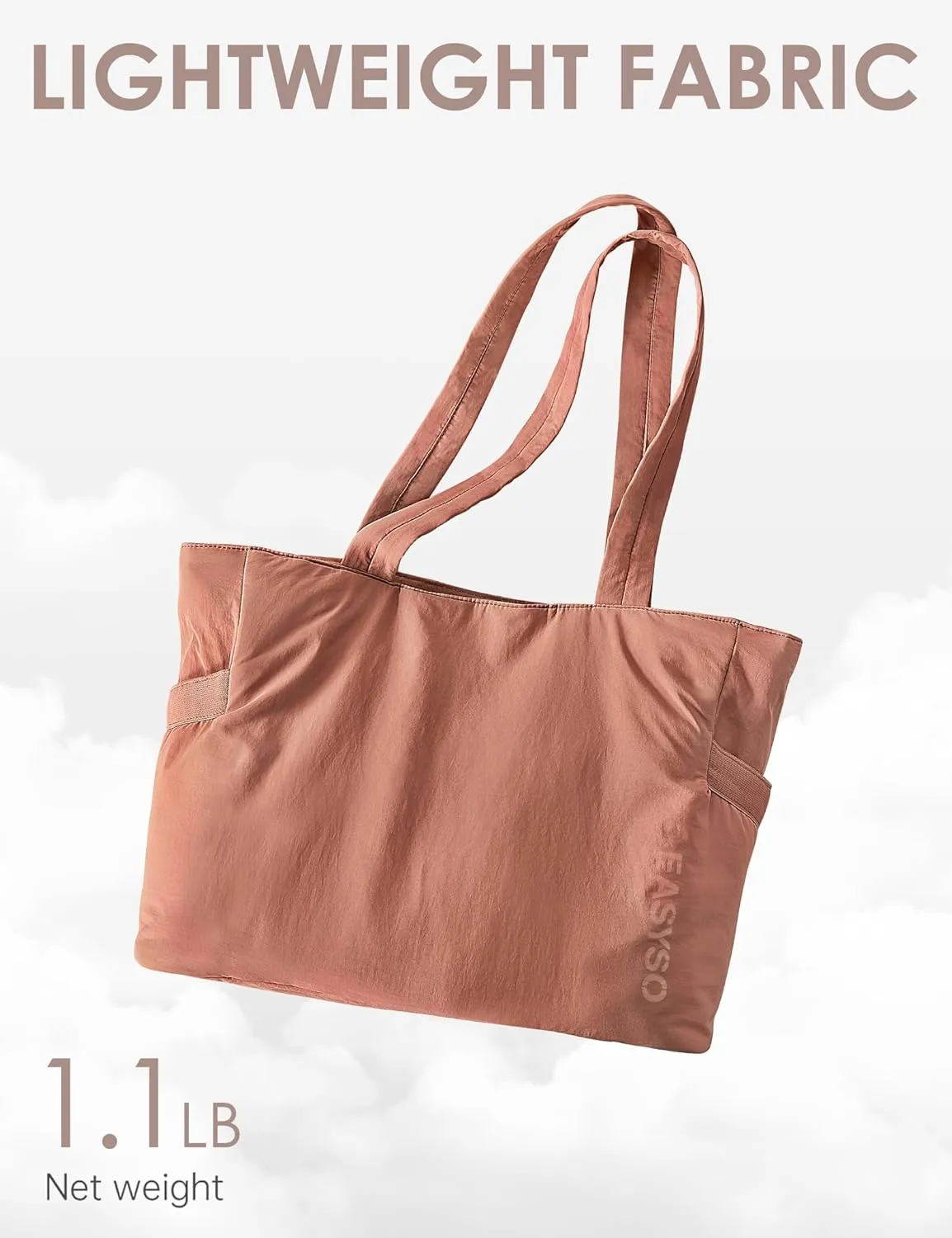 Tote Bag for Women,Puffer Travel Tote Bags with Zipper, Quilted Handbag with Compartments for Travel Work Sport,Dusty Rose