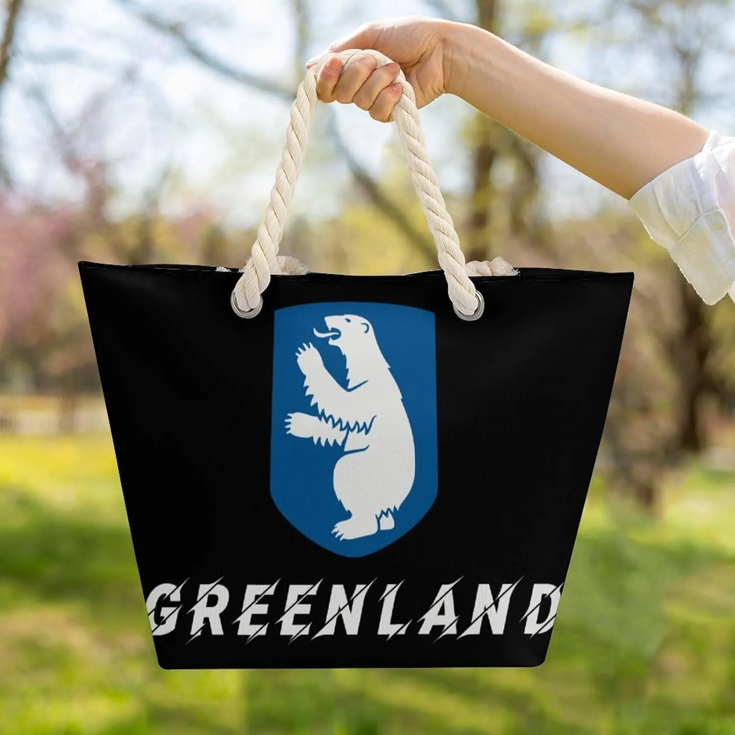 Tote Bag Large Handles Beach Bag with Zipper for Shopping Groceries Travel Outdoors Swim Pool Bag