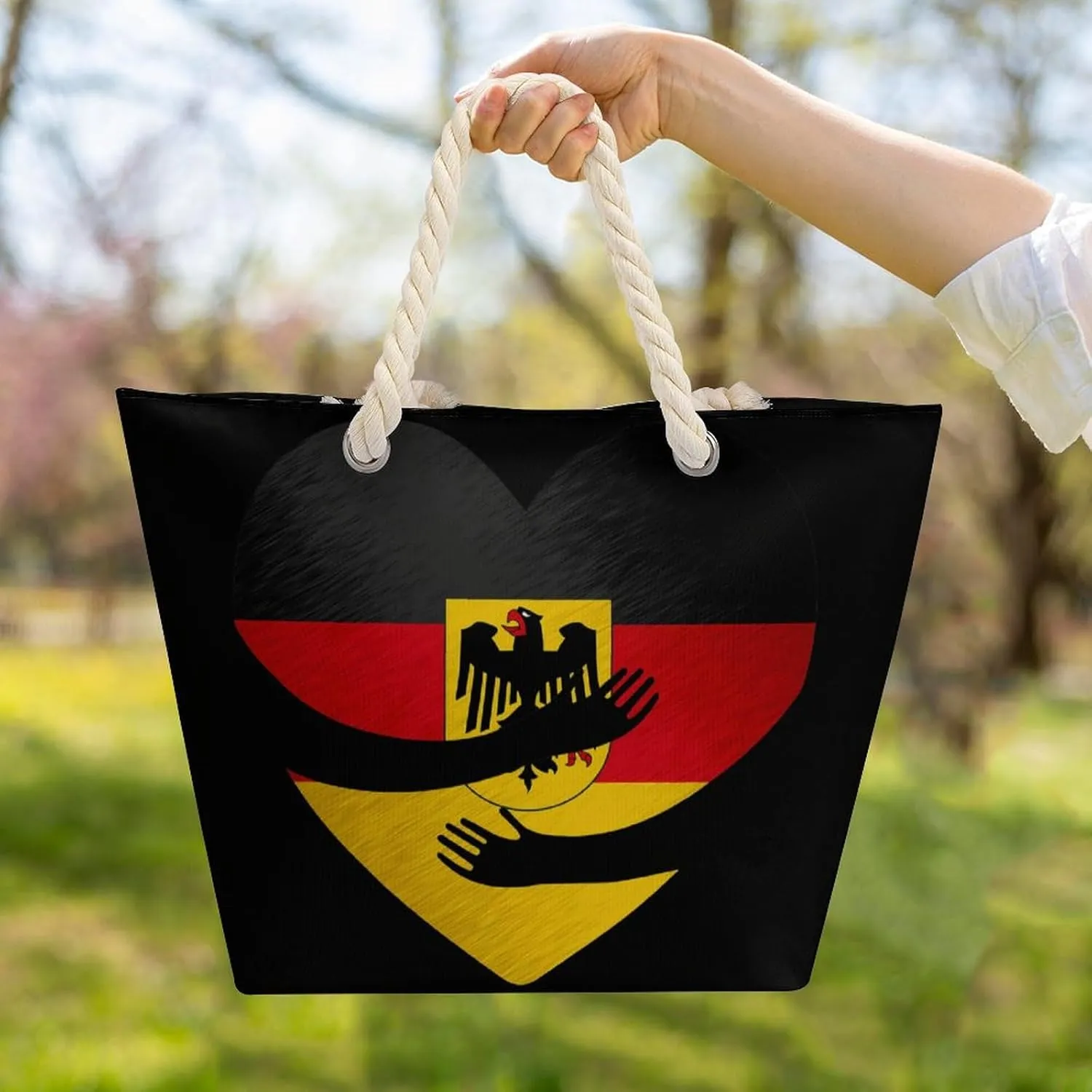 Tote Bag Large Handles Beach Bag with Zipper for Shopping Groceries Travel Outdoors Swim Pool Bag