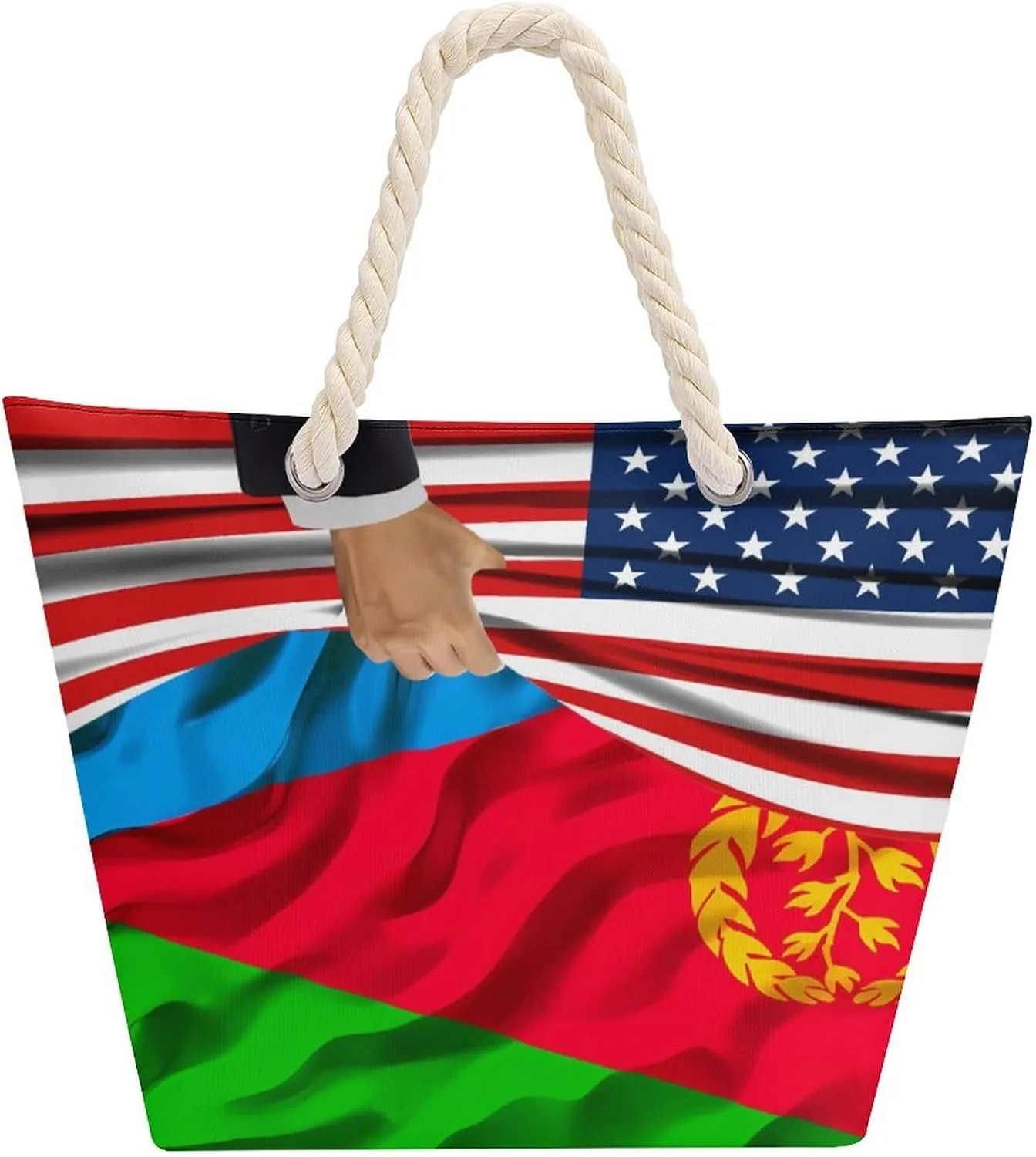 Tote Bag Large Handles Beach Bag with Zipper for Shopping Groceries Travel Outdoors Swim Pool Bag