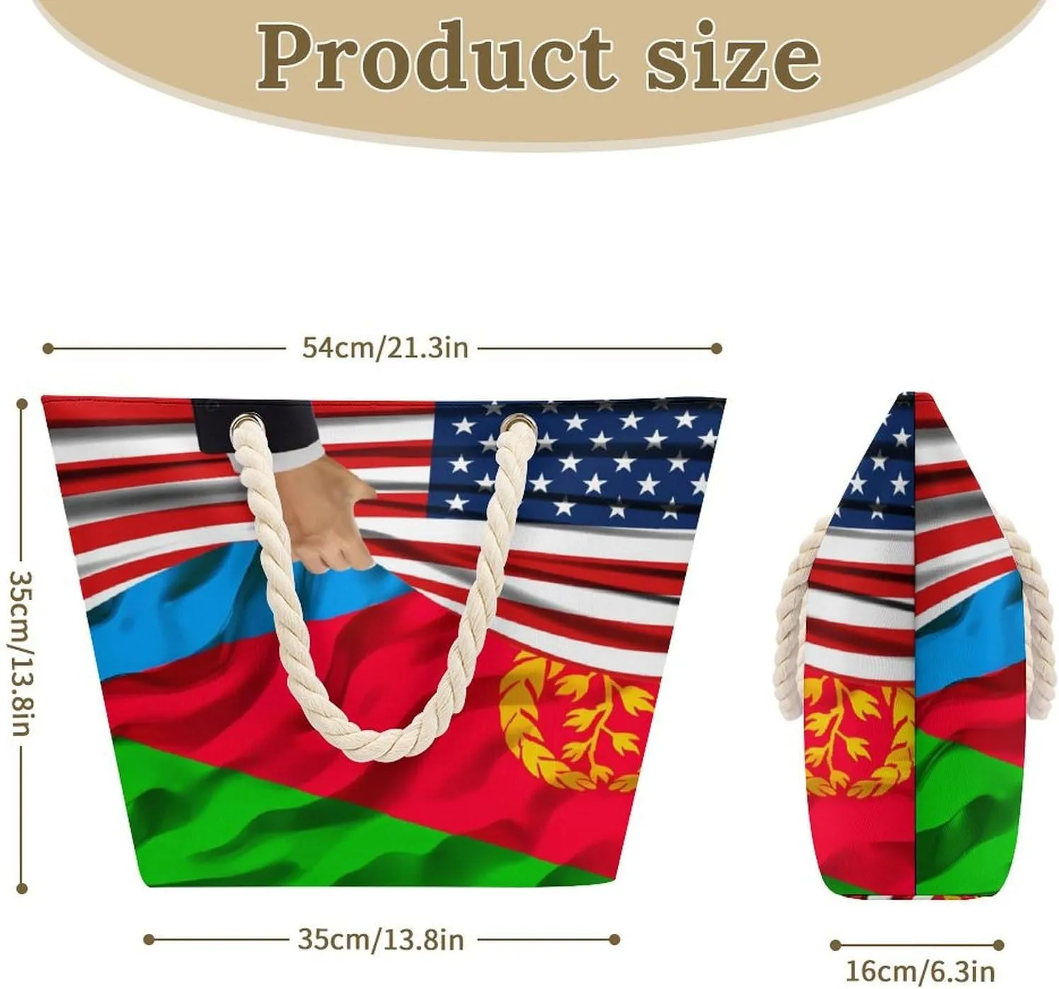 Tote Bag Large Handles Beach Bag with Zipper for Shopping Groceries Travel Outdoors Swim Pool Bag