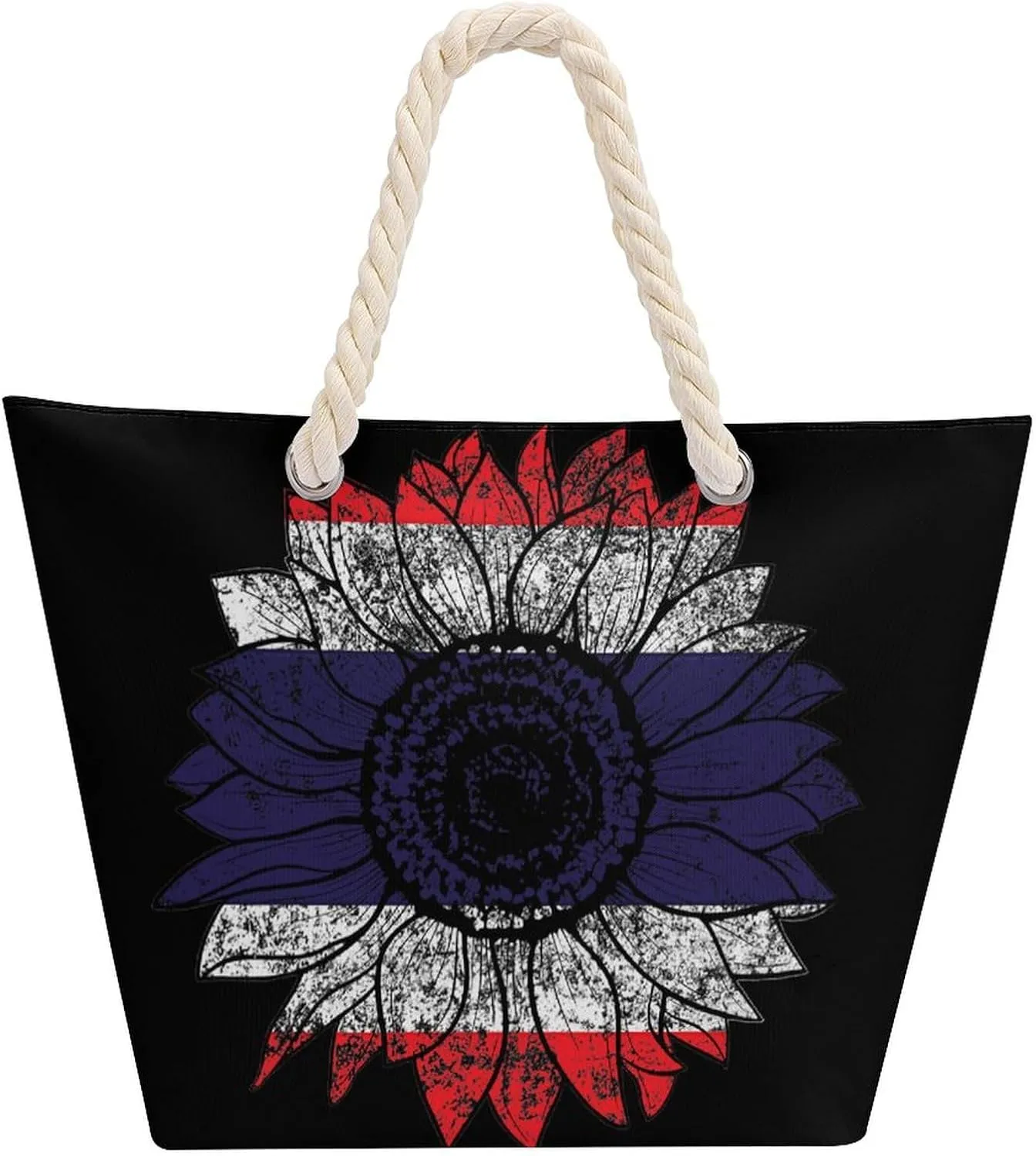 Tote Bag Large Handles Beach Bag with Zipper for Shopping Groceries Travel Outdoors Swim Pool Bag