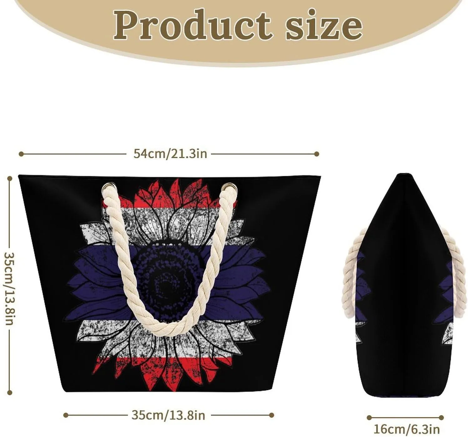 Tote Bag Large Handles Beach Bag with Zipper for Shopping Groceries Travel Outdoors Swim Pool Bag