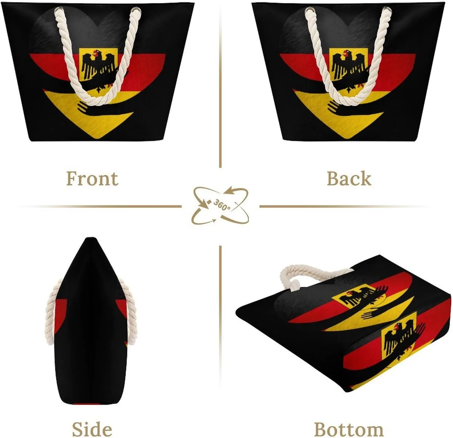 Tote Bag Large Handles Beach Bag with Zipper for Shopping Groceries Travel Outdoors Swim Pool Bag