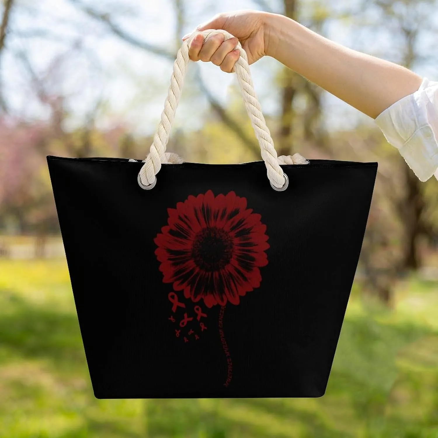 Tote Bag Large Handles Beach Bag with Zipper for Shopping Groceries Travel Outdoors Swim Pool Bag