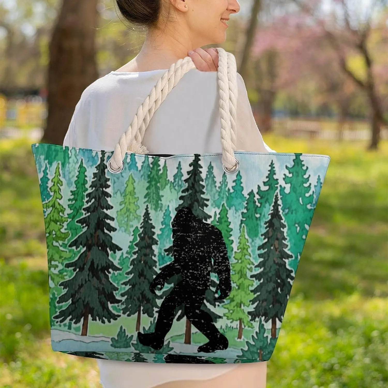 Tote Bag Large Handles Beach Bag with Zipper for Shopping Groceries Travel Outdoors Swim Pool Bag