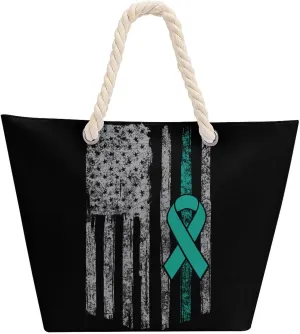 Tote Bag Large Handles Beach Bag with Zipper for Shopping Groceries Travel Outdoors Swim Pool Bag