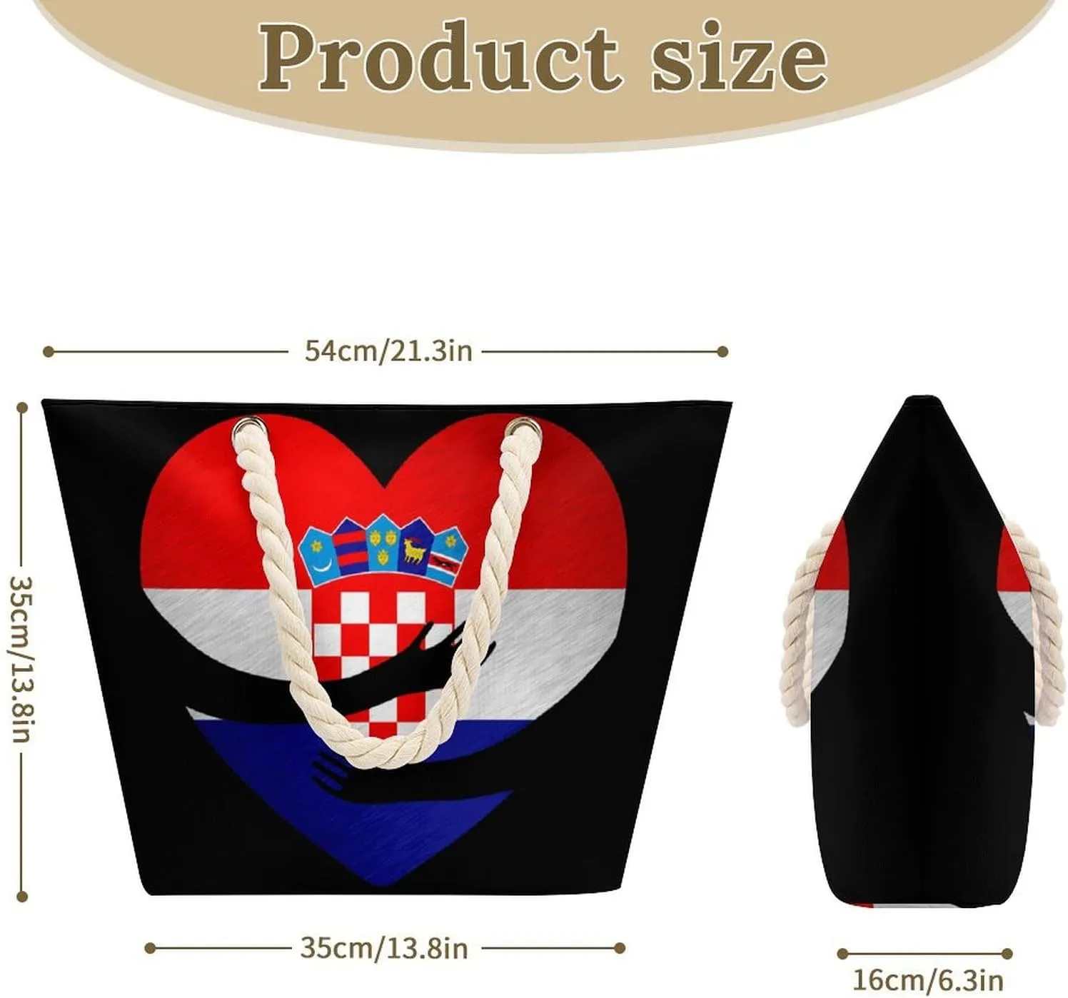 Tote Bag Large Handles Beach Bag with Zipper for Shopping Groceries Travel Outdoors Swim Pool Bag
