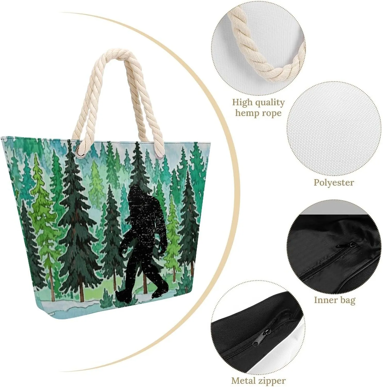 Tote Bag Large Handles Beach Bag with Zipper for Shopping Groceries Travel Outdoors Swim Pool Bag