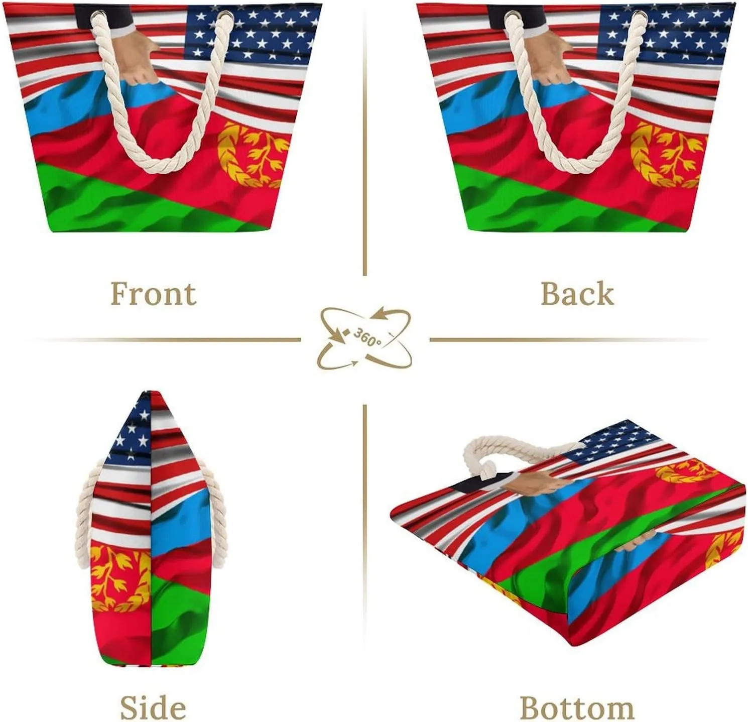 Tote Bag Large Handles Beach Bag with Zipper for Shopping Groceries Travel Outdoors Swim Pool Bag