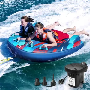 Towable Tube for 2 Person Tube for Boating and Sunrio Air Pump
