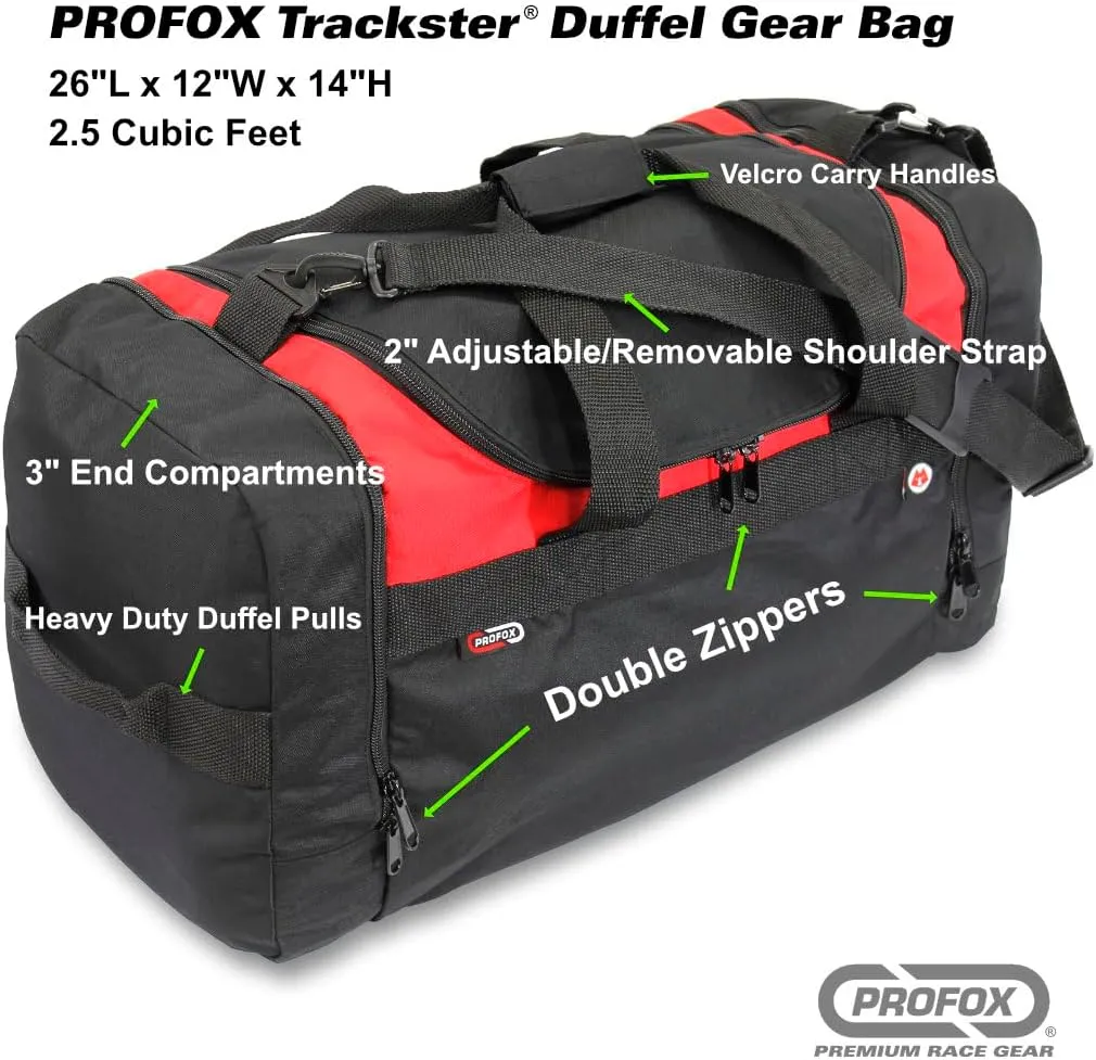 Trackster Auto Racing Motorsports Gym Gear Sports Equipment Duffel Bag (Black-Yellow)