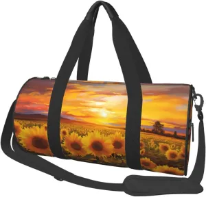 Travel Bag For Women,Beautiful Sunflower Field Sunset Print Personal Item Duffle Bags,Weekend Travel Duffel Tote Bag,Travel Sport Gym Bag For Men,Airplane Travel Essentials For Flying
