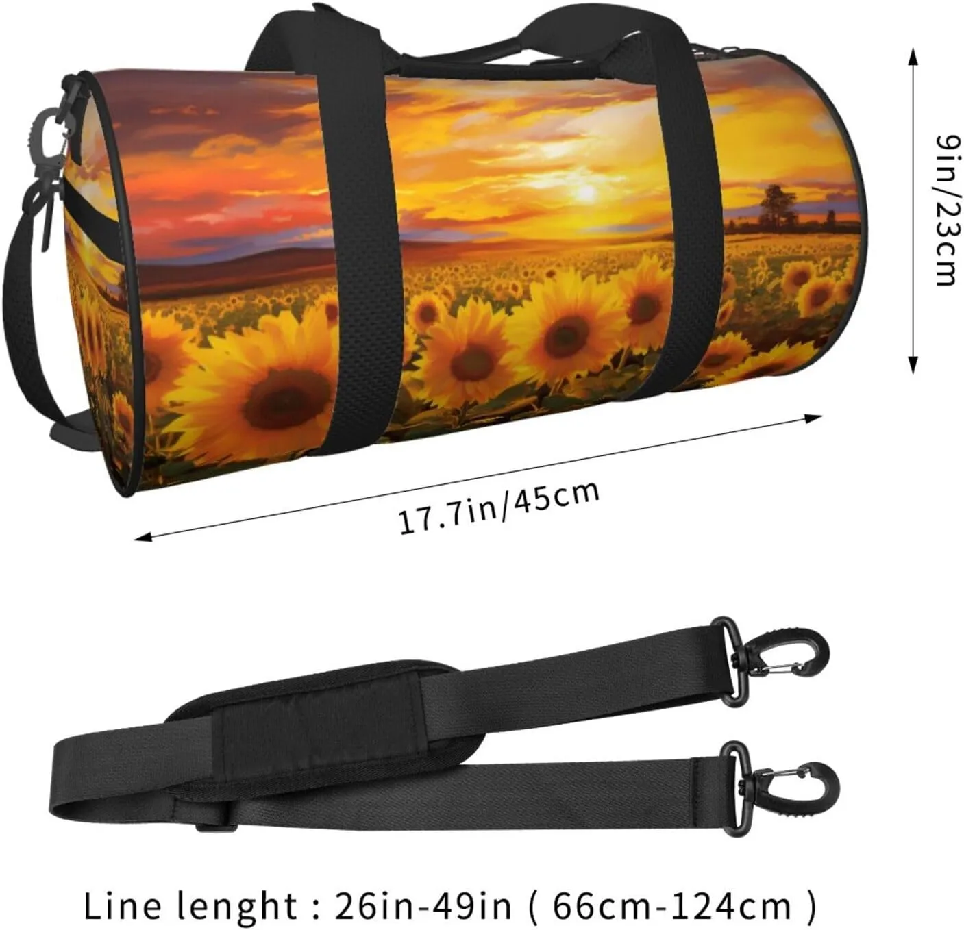 Travel Bag For Women,Beautiful Sunflower Field Sunset Print Personal Item Duffle Bags,Weekend Travel Duffel Tote Bag,Travel Sport Gym Bag For Men,Airplane Travel Essentials For Flying