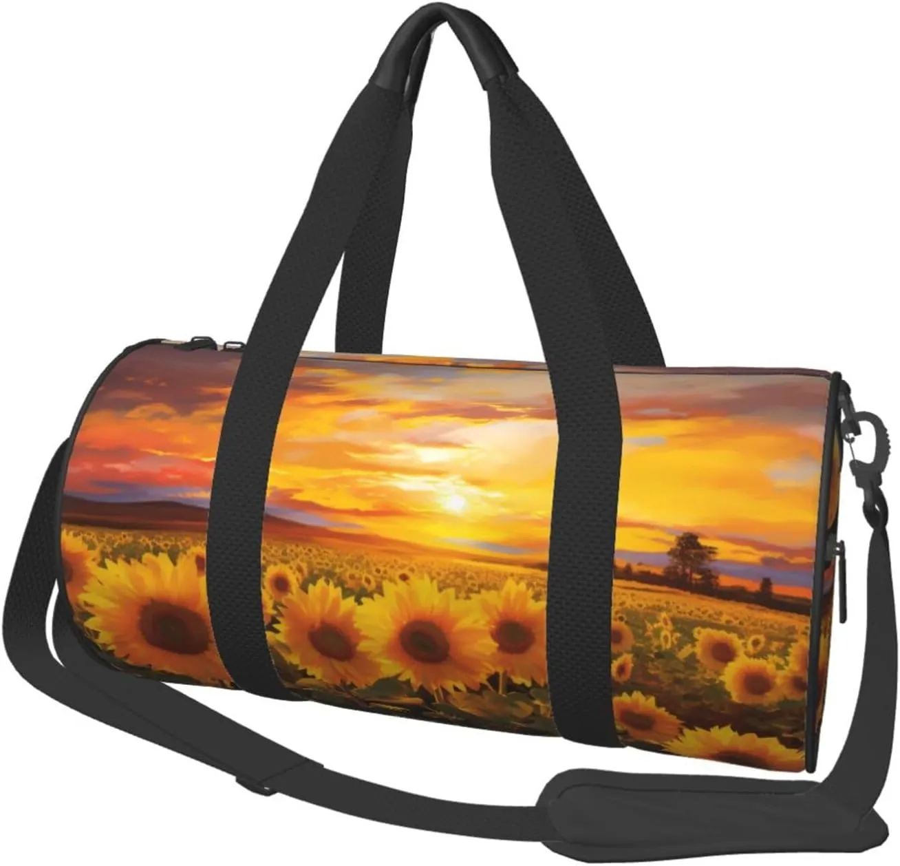 Travel Bag For Women,Beautiful Sunflower Field Sunset Print Personal Item Duffle Bags,Weekend Travel Duffel Tote Bag,Travel Sport Gym Bag For Men,Airplane Travel Essentials For Flying