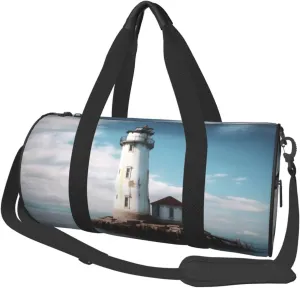 Travel Bag For Women,Light House Ocean Print Personal Item Duffle Bags,Weekend Travel Duffel Tote Bag,Travel Sport Gym Bag For Men,Airplane Travel Essentials For Flying