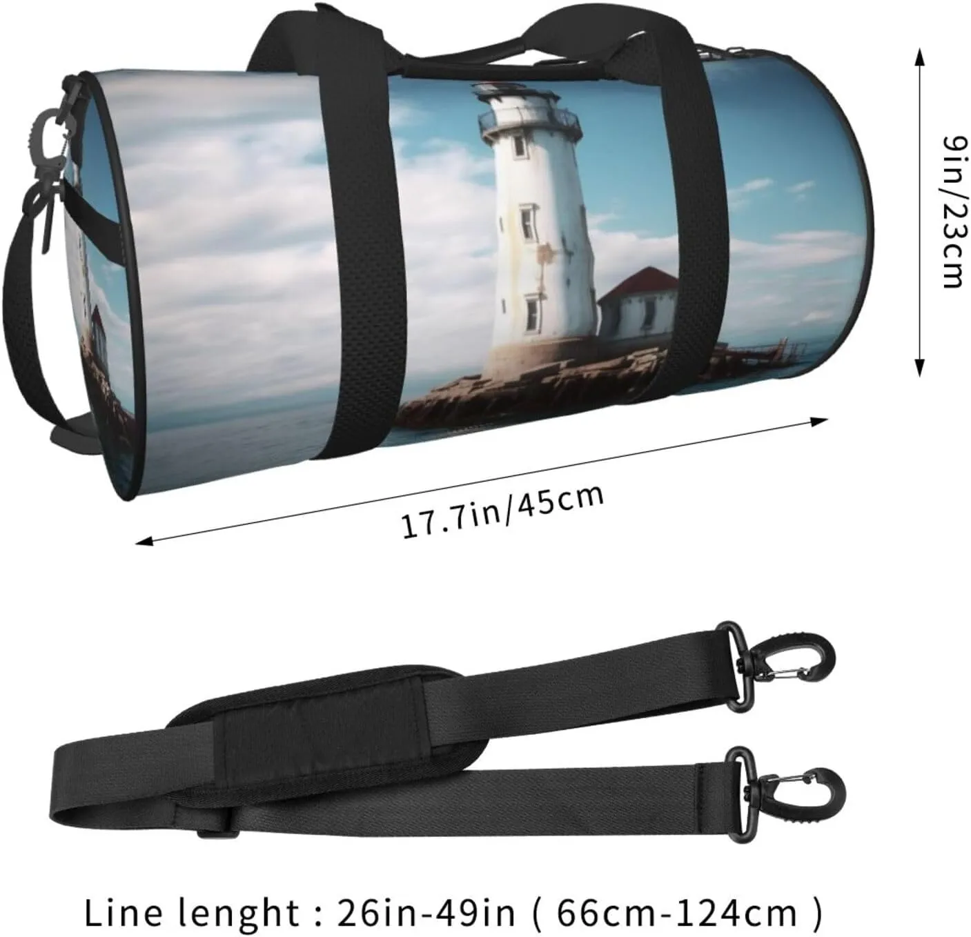 Travel Bag For Women,Light House Ocean Print Personal Item Duffle Bags,Weekend Travel Duffel Tote Bag,Travel Sport Gym Bag For Men,Airplane Travel Essentials For Flying