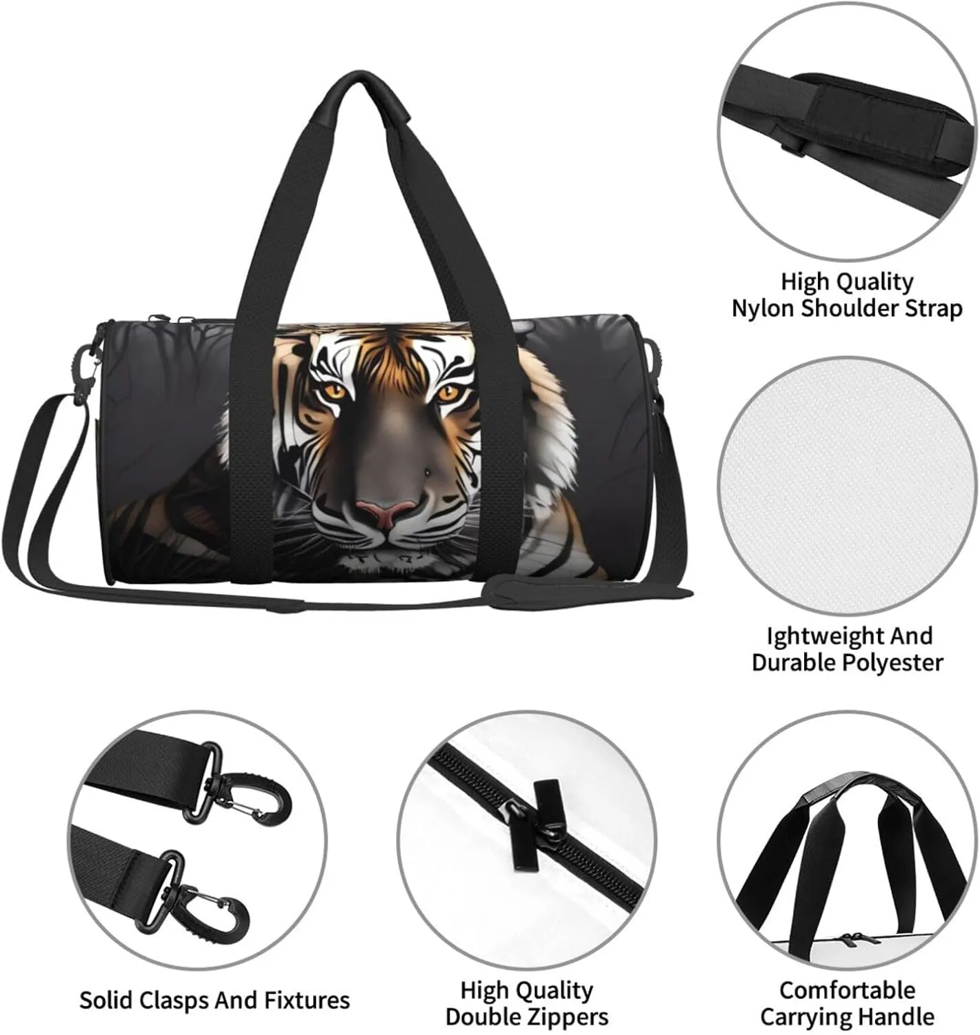 Travel Bag For Women,Tiger At Rest Print Personal Item Duffle Bags,Weekend Travel Duffel Tote Bag,Travel Sport Gym Bag For Men,Airplane Travel Essentials For Flying