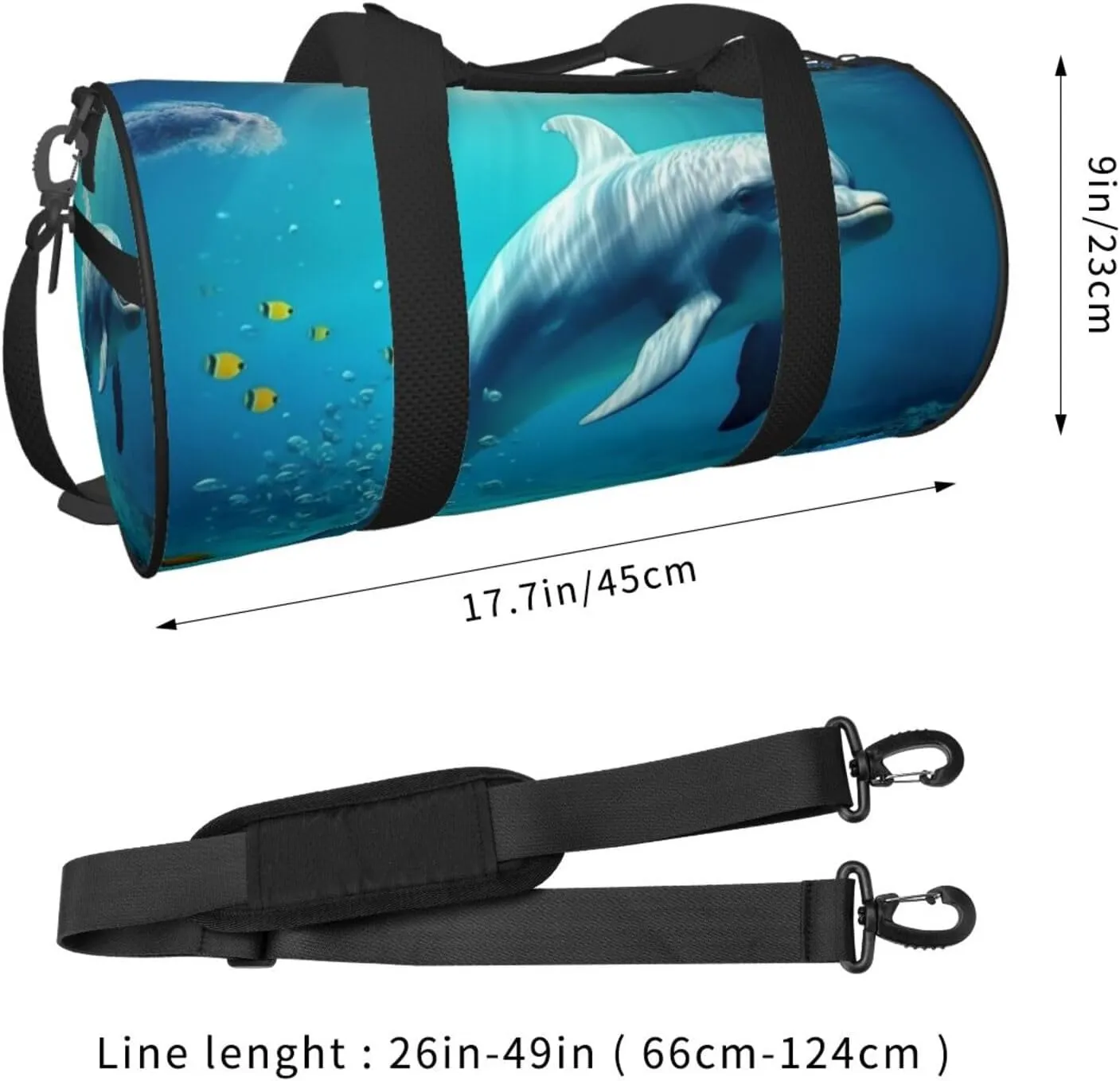 Travel Bag For Women,Underwater World Dolphin Fish Print Personal Item Duffle Bags,Weekend Travel Duffel Tote Bag,Travel Sport Gym Bag For Men,Airplane Travel Essentials For Flying