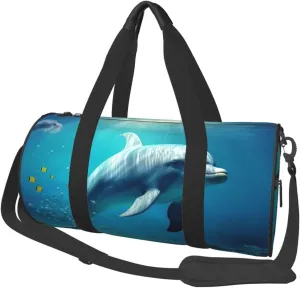 Travel Bag For Women,Underwater World Dolphin Fish Print Personal Item Duffle Bags,Weekend Travel Duffel Tote Bag,Travel Sport Gym Bag For Men,Airplane Travel Essentials For Flying