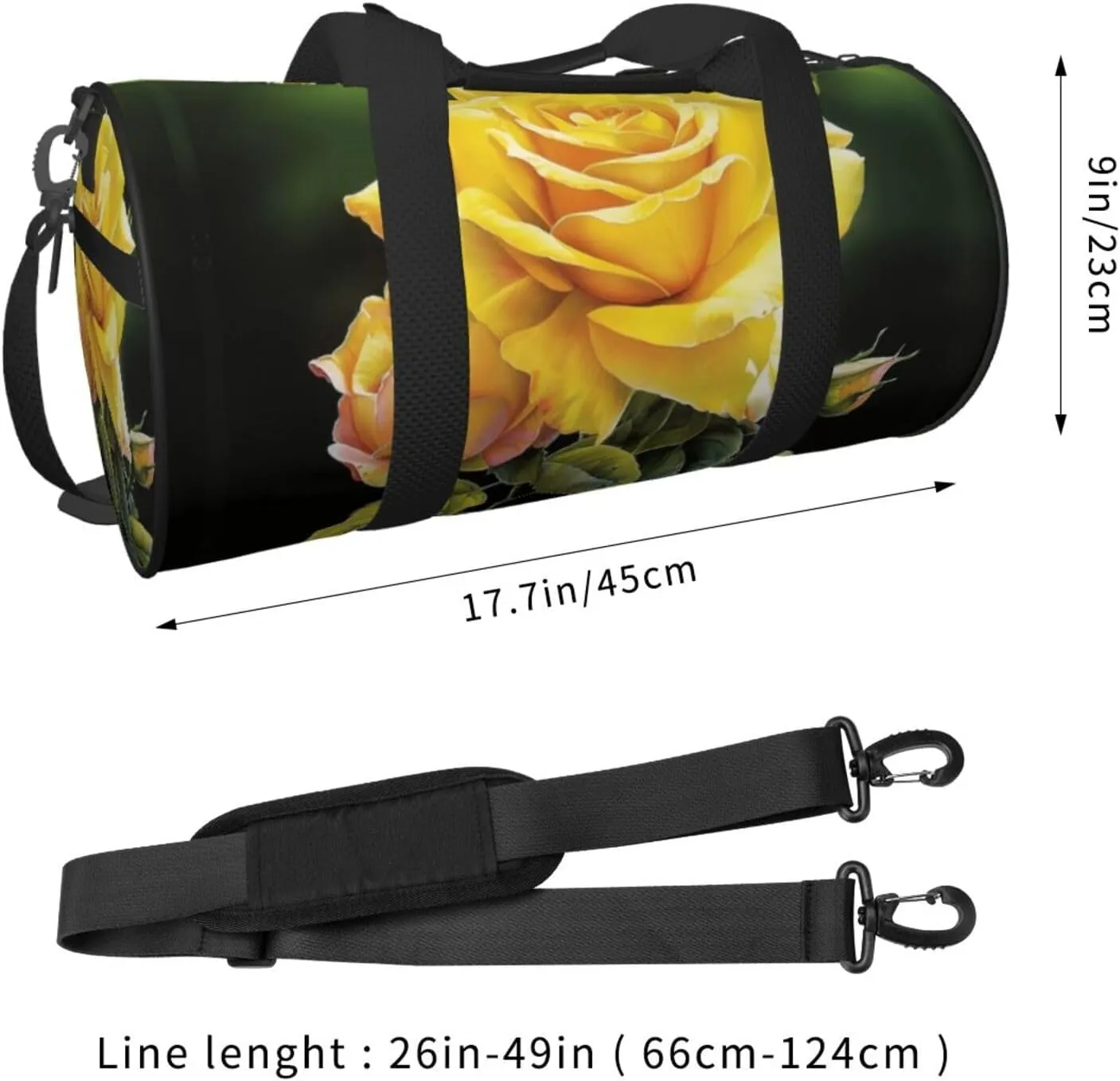 Travel Bag For Women,Yellow Rose Print Personal Item Duffle Bags,Weekend Travel Duffel Tote Bag,Travel Sport Gym Bag For Men,Airplane Travel Essentials For Flying
