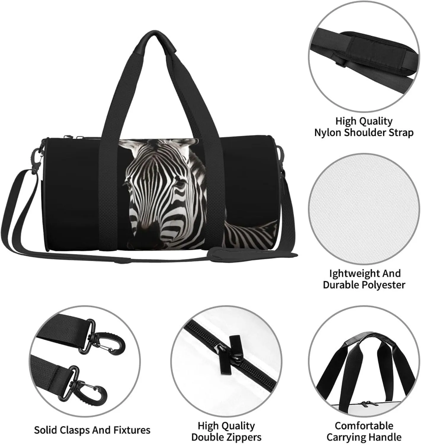 Travel Bag For Women,Zebra Print Personal Item Duffle Bags,Weekend Travel Duffel Tote Bag,Travel Sport Gym Bag For Men,Airplane Travel Essentials For Flying