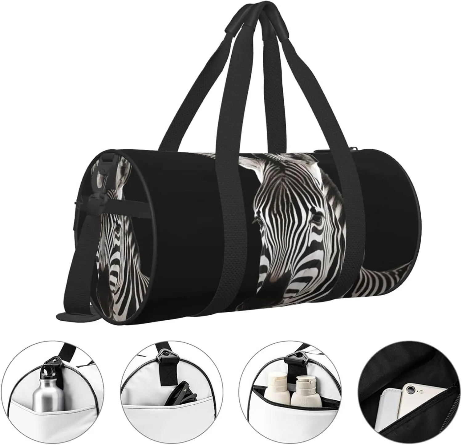 Travel Bag For Women,Zebra Print Personal Item Duffle Bags,Weekend Travel Duffel Tote Bag,Travel Sport Gym Bag For Men,Airplane Travel Essentials For Flying