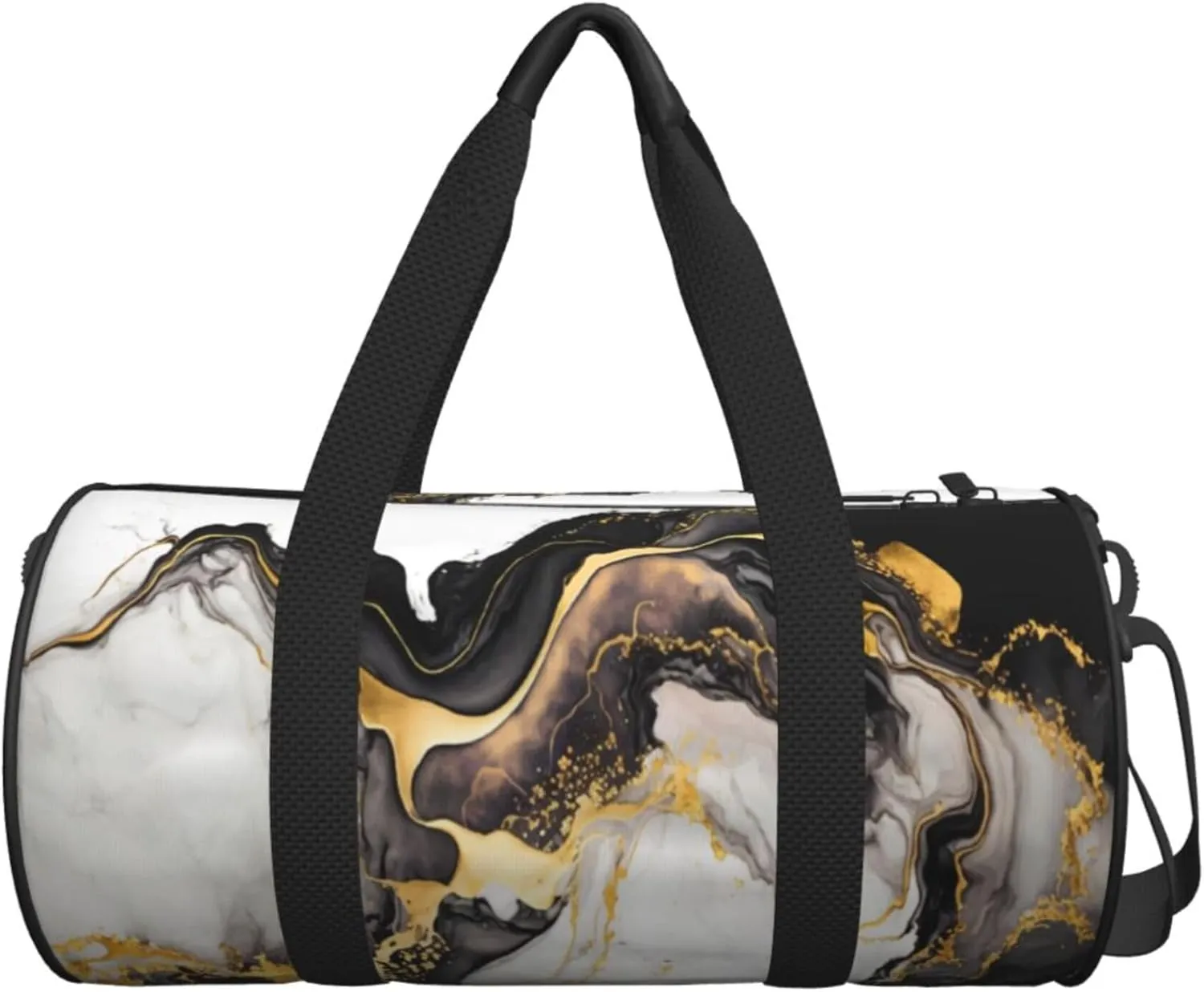 Travel Duffel Bag Black Gold White Marble Pattern Workout Bag For Woman Dance Bag Weekender Bag Man Tote Gym Bag Hospital Bag For Labor And Delivery Overnight Bag Luggage Bag