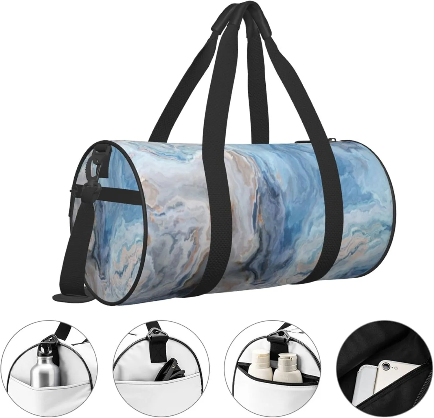 Travel Duffel Bag Blue Marble Workout Bag For Woman Dance Bag Weekender Bag Man Tote Gym Bag Hospital Bag For Labor And Delivery Overnight Bag Luggage Bag