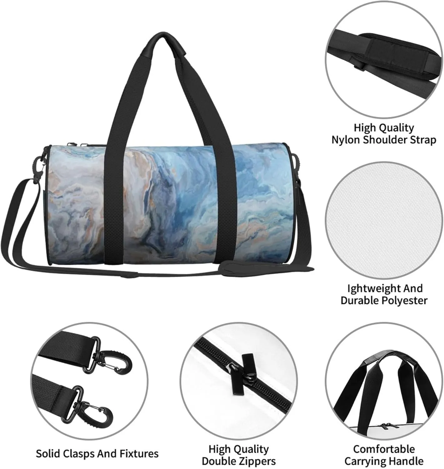 Travel Duffel Bag Blue Marble Workout Bag For Woman Dance Bag Weekender Bag Man Tote Gym Bag Hospital Bag For Labor And Delivery Overnight Bag Luggage Bag