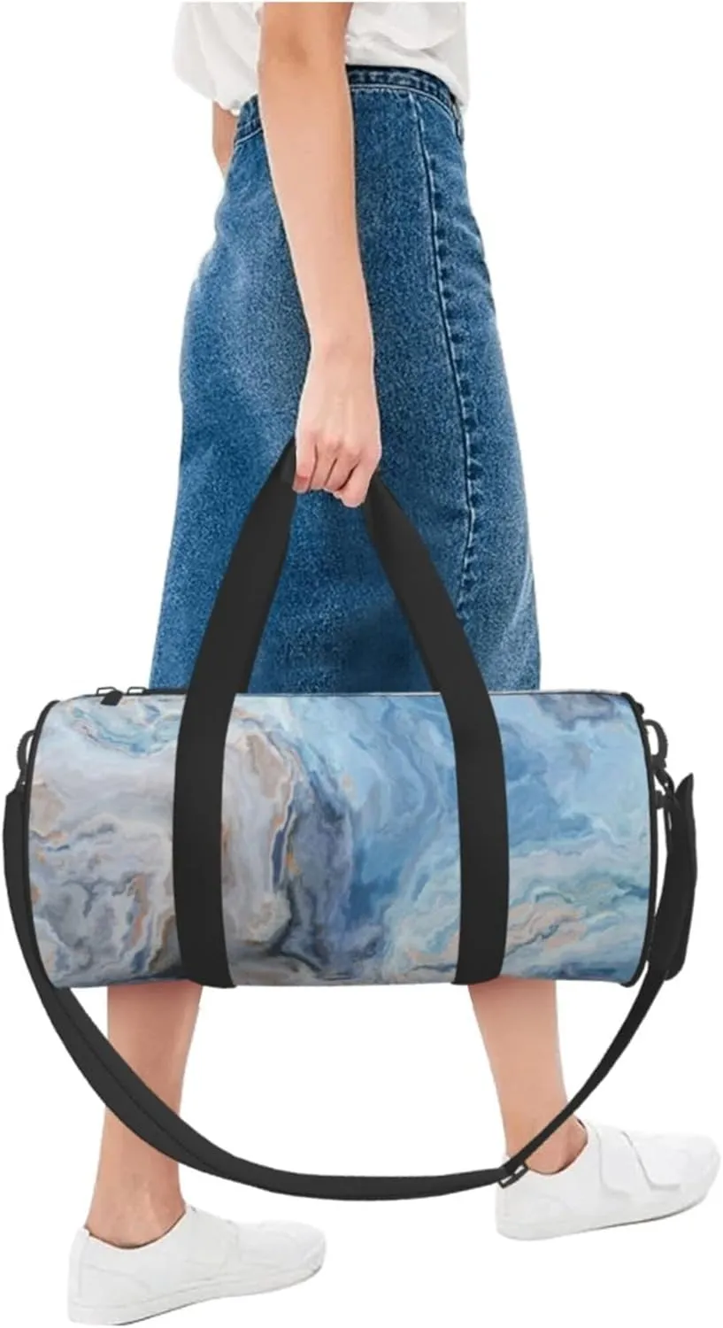 Travel Duffel Bag Blue Marble Workout Bag For Woman Dance Bag Weekender Bag Man Tote Gym Bag Hospital Bag For Labor And Delivery Overnight Bag Luggage Bag
