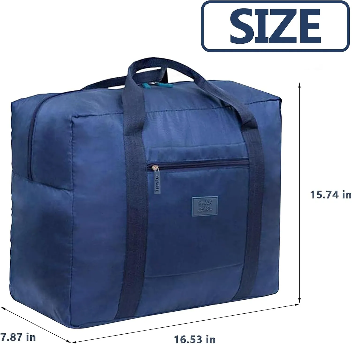 Travel Duffel Bag Carry on Luggage Bag Foldable Travel Tote Bag Waterproof Sports Gym Lightweight Large Weekender Overnight Bag for Women and Men (Black Blue)