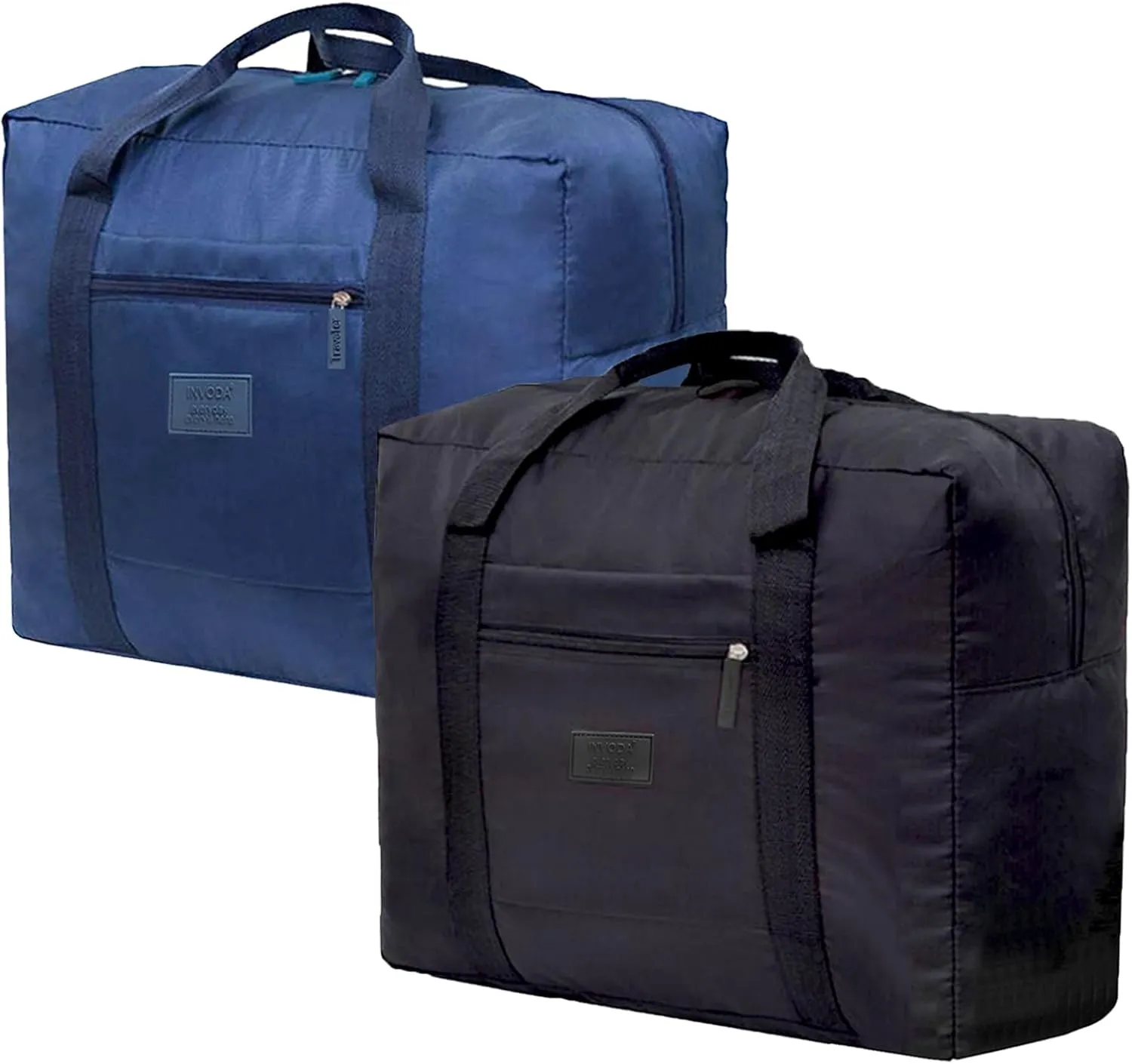 Travel Duffel Bag Carry on Luggage Bag Foldable Travel Tote Bag Waterproof Sports Gym Lightweight Large Weekender Overnight Bag for Women and Men (Black Blue)