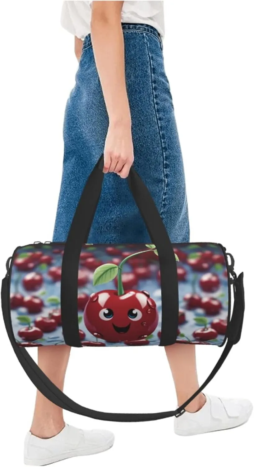 Travel Duffel Bag Cartoon Cherry Weekender Overnight Bag For Men Women Large Capacity Sports Gym Bag Canvas Carry On Tote Bags For Travel Yoga