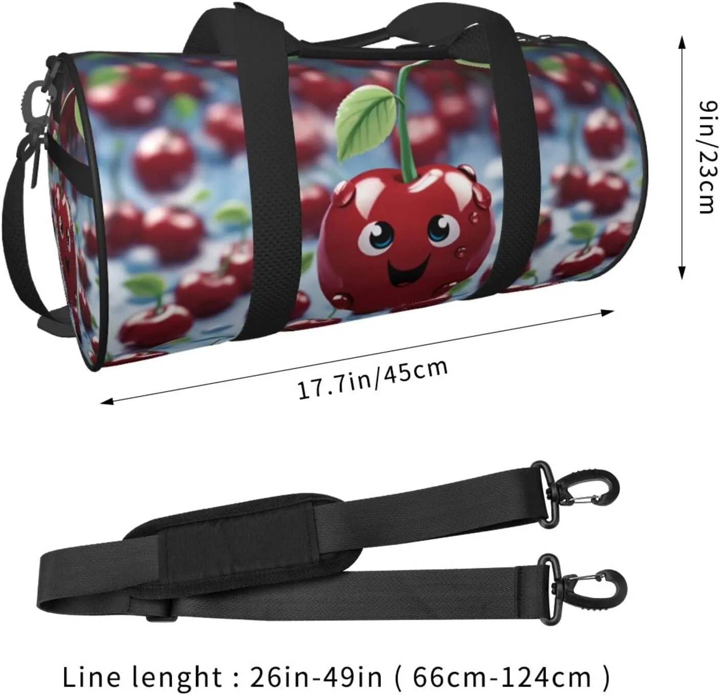 Travel Duffel Bag Cartoon Cherry Weekender Overnight Bag For Men Women Large Capacity Sports Gym Bag Canvas Carry On Tote Bags For Travel Yoga