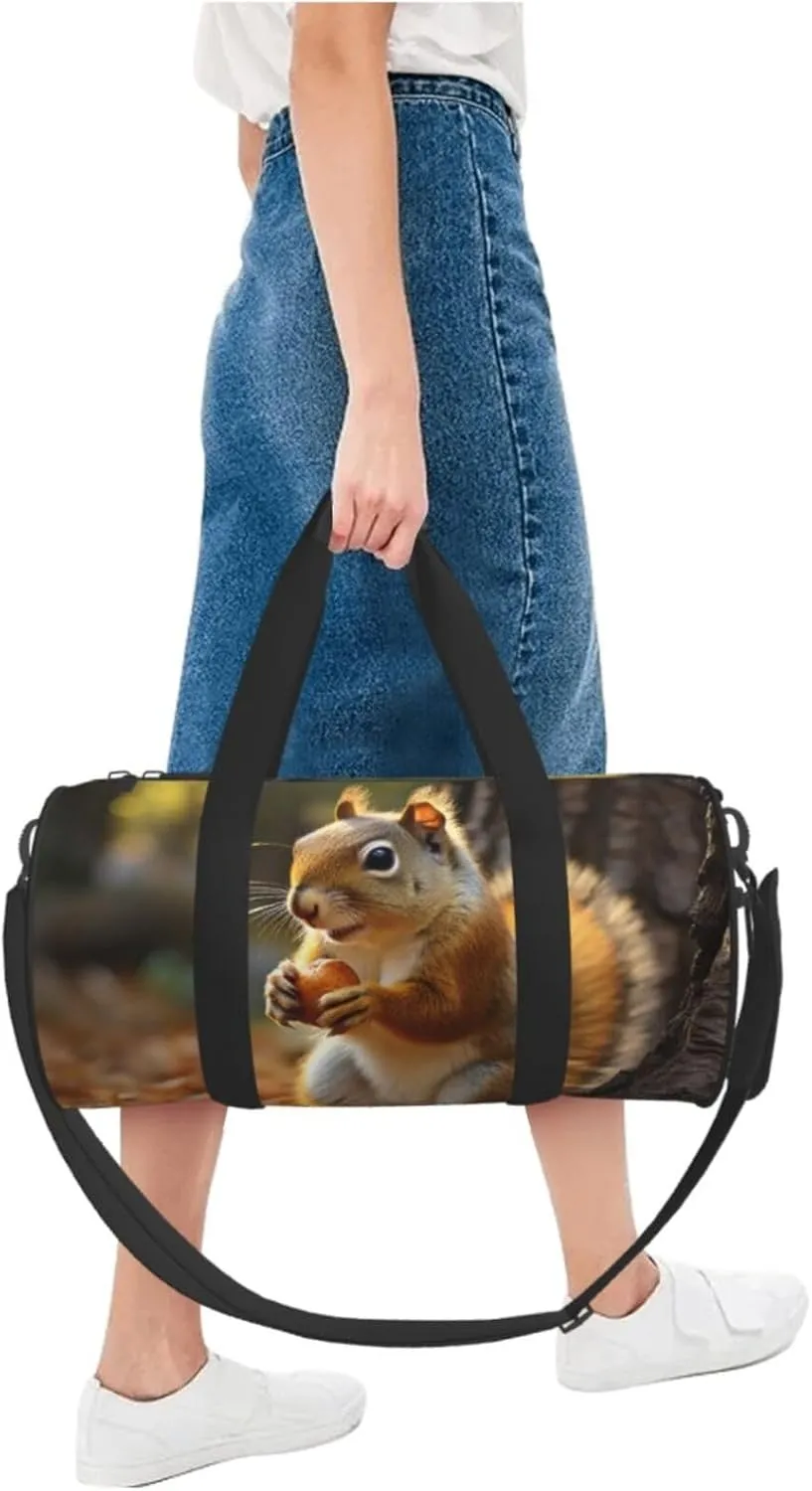Travel Duffel Bag Cute Squirrel Eating Nuts Weekender Overnight Bag For Men Women Large Capacity Sports Gym Bag Canvas Carry On Tote Bags For Travel Yoga