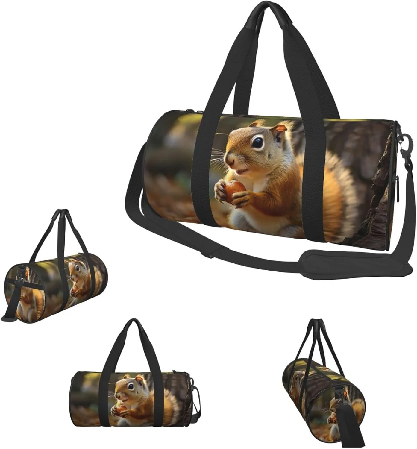 Travel Duffel Bag Cute Squirrel Eating Nuts Weekender Overnight Bag For Men Women Large Capacity Sports Gym Bag Canvas Carry On Tote Bags For Travel Yoga