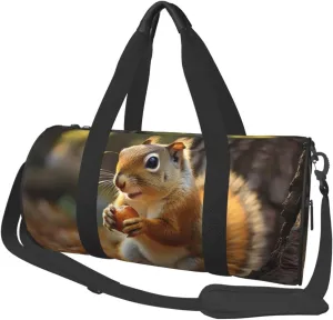 Travel Duffel Bag Cute Squirrel Eating Nuts Weekender Overnight Bag For Men Women Large Capacity Sports Gym Bag Canvas Carry On Tote Bags For Travel Yoga