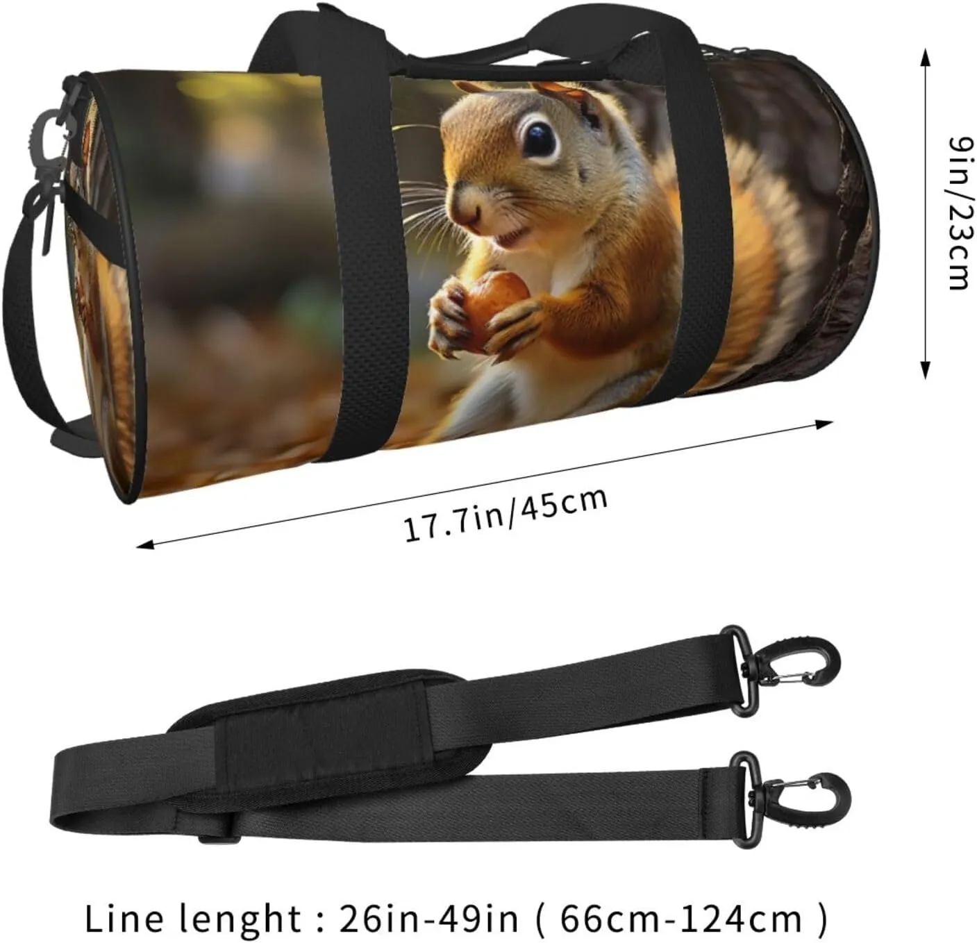 Travel Duffel Bag Cute Squirrel Eating Nuts Weekender Overnight Bag For Men Women Large Capacity Sports Gym Bag Canvas Carry On Tote Bags For Travel Yoga