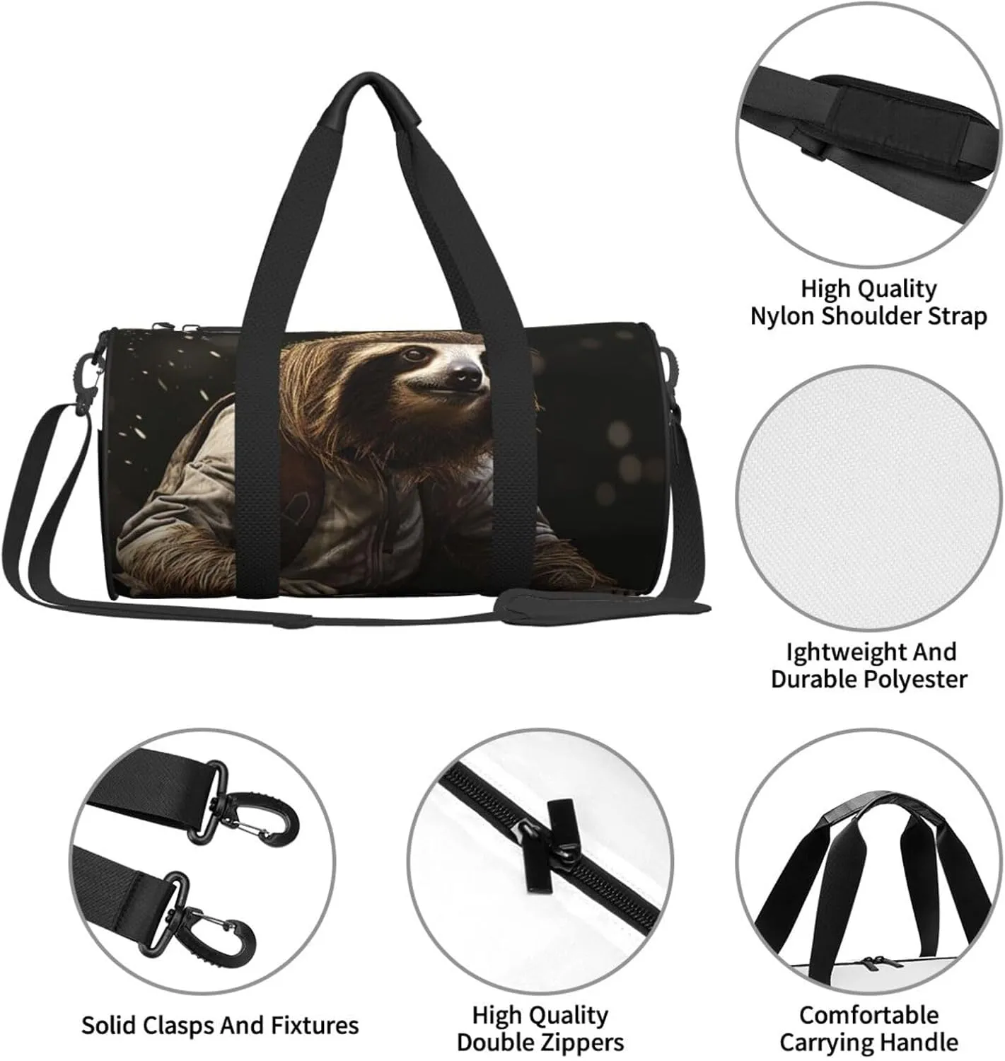 Travel Duffel Bag Cycling Sloth Weekender Overnight Bag For Men Women Large Capacity Sports Gym Bag Canvas Carry On Tote Bags For Travel Yoga