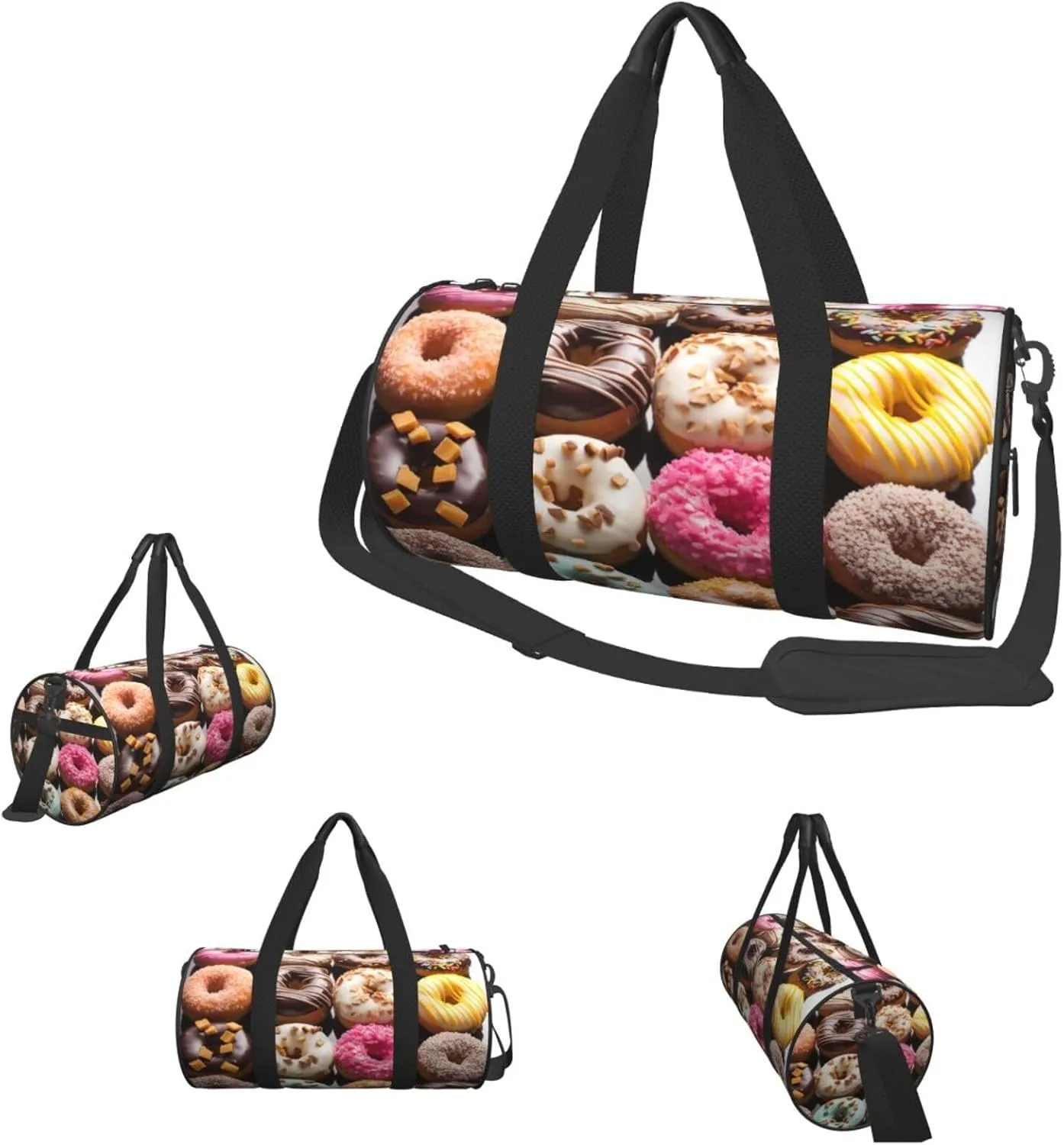 Travel Duffel Bag Different Flavors Of Doughnuts Weekender Overnight Bag For Men Women Large Capacity Sports Gym Bag Canvas Carry On Tote Bags For Travel Yoga