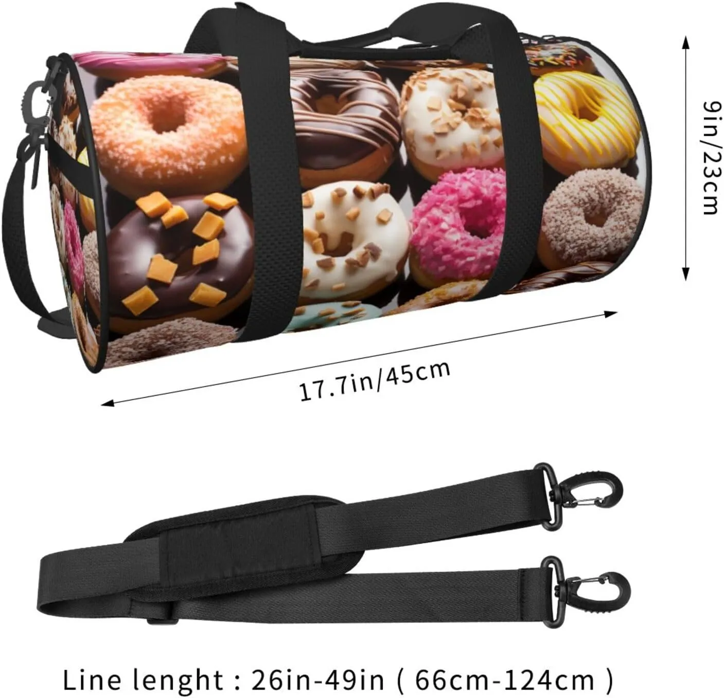 Travel Duffel Bag Different Flavors Of Doughnuts Weekender Overnight Bag For Men Women Large Capacity Sports Gym Bag Canvas Carry On Tote Bags For Travel Yoga