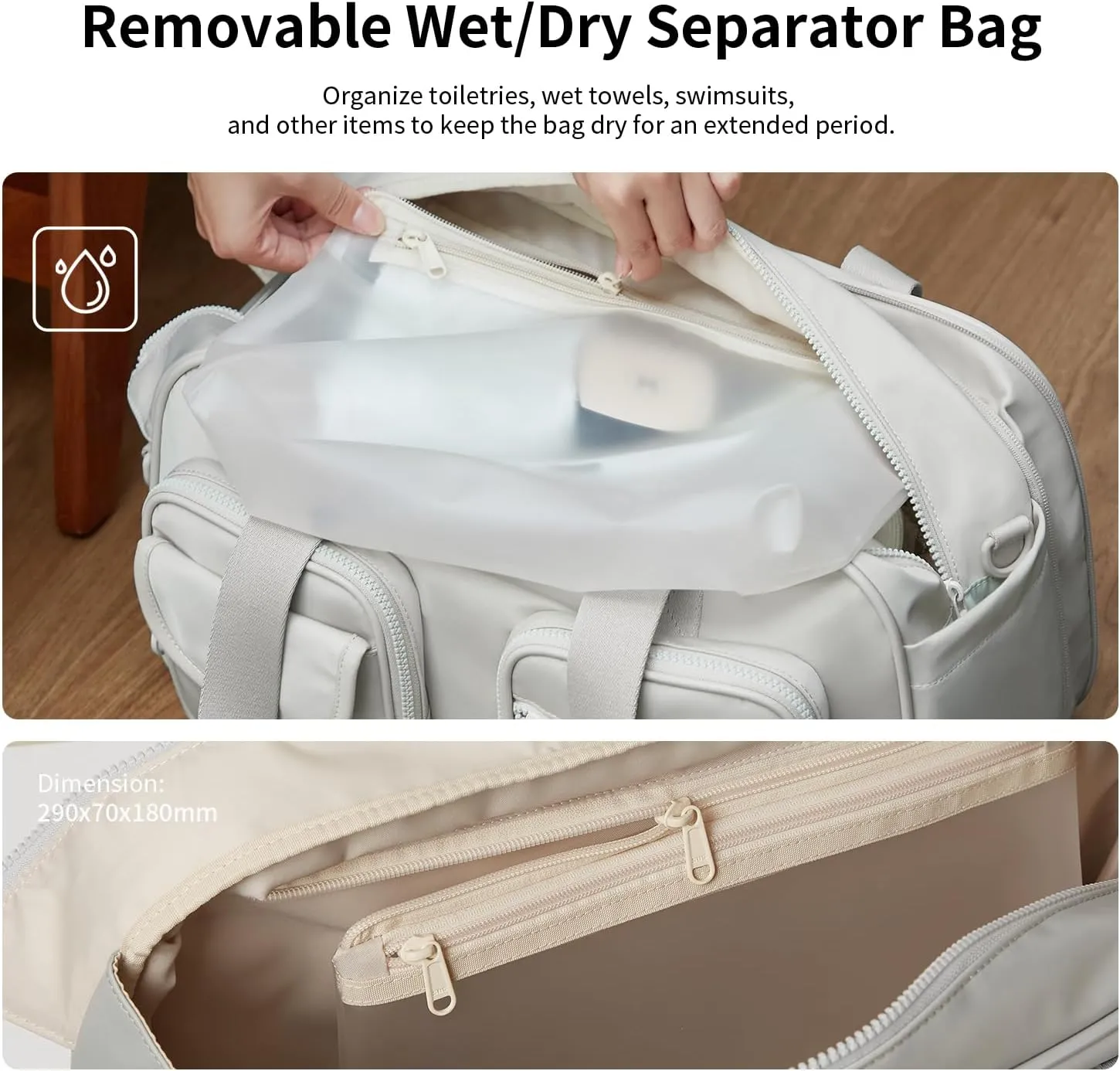 Travel Duffel Bag, Expandable Duffle Bag for Travel with Wet Pocket, Carry on Weekender Bags for Men Women, Large Capacity & Water Resistant Gym Duffel Bag Sport Bag (Gray, Plus)